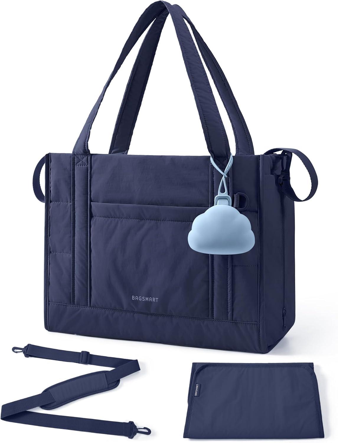 image:imageBAGSMART Diaper Bag Tote Puffer Tote Bag Lightweight Baby Bag with Insulated Pockets Pacifier CaseNavy Blue