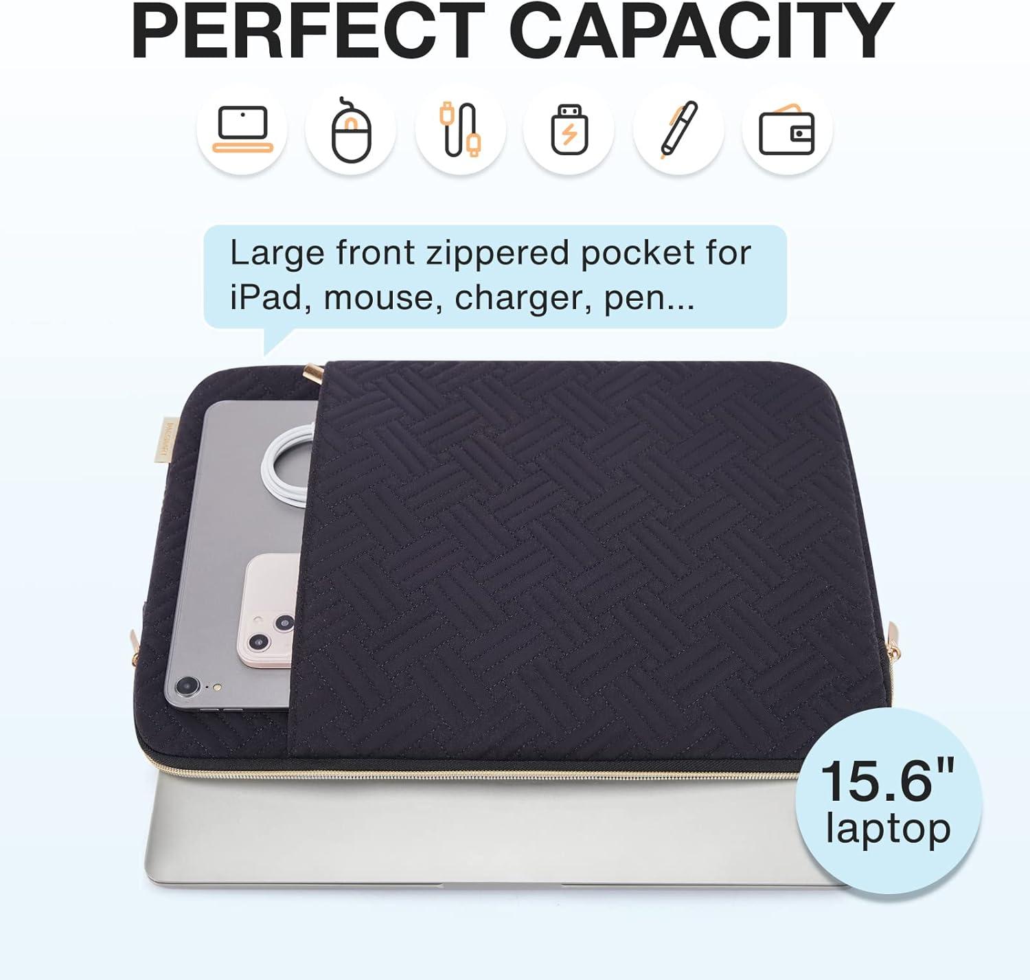 image:imageBAGSMART Laptop Sleeve 156 Inch Shockproof Water Repellent Compatible with HP Dell Lenovo Acer Asus Notebook MacBook Pro 16 Inch Carrying Case with Pocket BlackBlack
