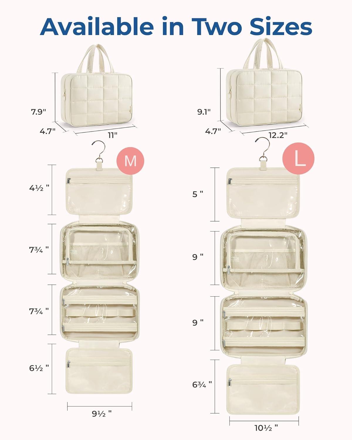 image:imageBAGSMART Travel Toiletry Bag with Jewelry Organizer Hanging Travel Bag for Toiletries Puffy Makeup Cosmetic Bag Organizer Carryon Travel Accessories Essentials BeigeMPurple