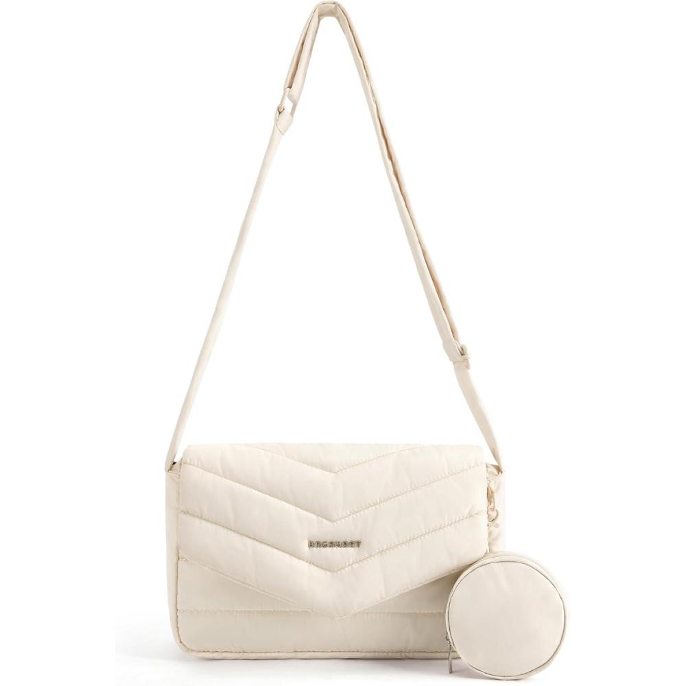 image:imageBAGSMART Crossbody Bags for Women Quilted Puffer Shoulder Bag Handbag Small Purses for womenBeige