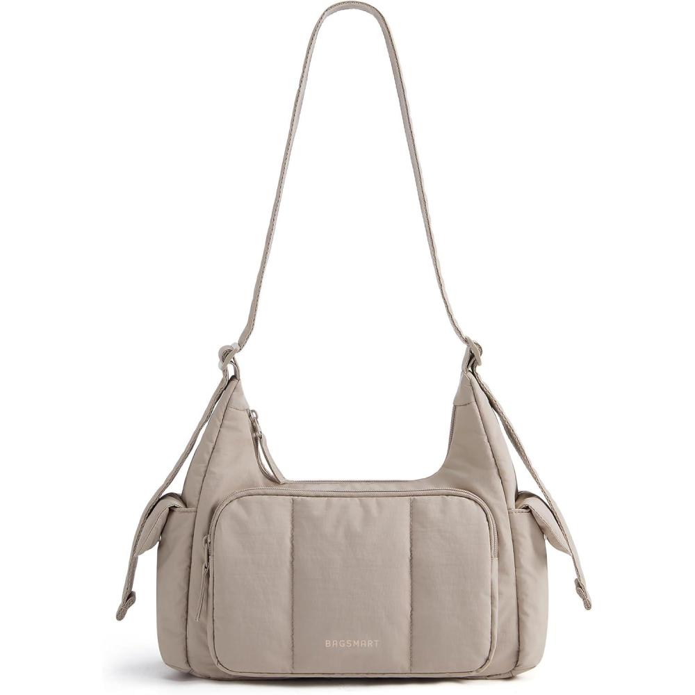 image:imageBAGSMART Crossbody Bags for Women Small Puffer Purses for Women DailyTravel 6L Cute Fluffy Hobo Bag with Adjustable StrapAwarm Sand