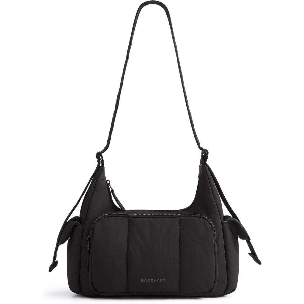 image:imageBAGSMART Crossbody Bags for Women Small Puffer Purses for Women DailyTravel 6L Cute Fluffy Hobo Bag with Adjustable StrapBjet Black