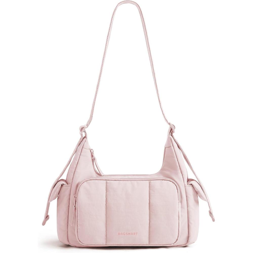 image:imageBAGSMART Crossbody Bags for Women Small Puffer Purses for Women DailyTravel 6L Cute Fluffy Hobo Bag with Adjustable StrapCandy Pink