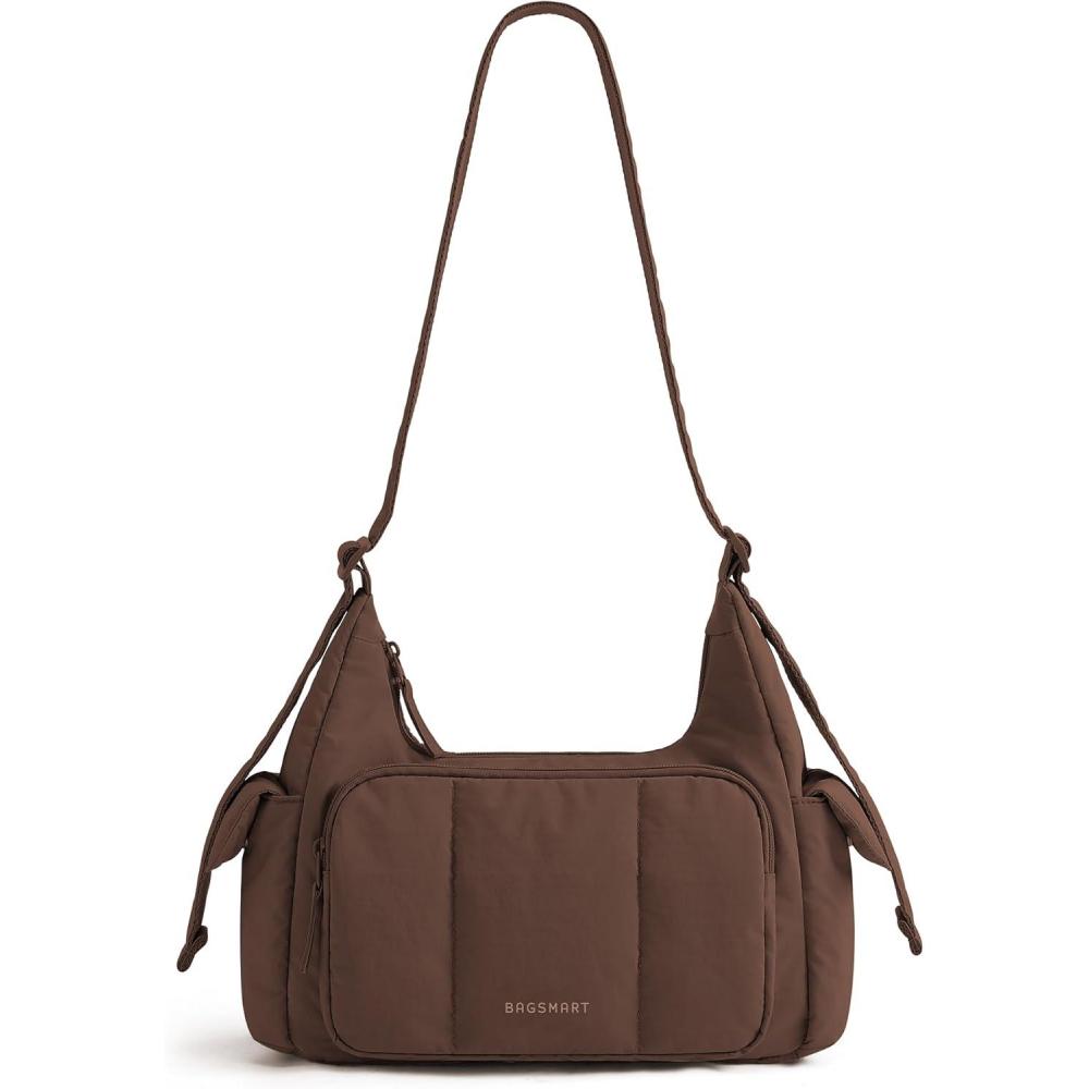 image:imageBAGSMART Crossbody Bags for Women Small Puffer Purses for Women DailyTravel 6L Cute Fluffy Hobo Bag with Adjustable StrapCmocha Brown