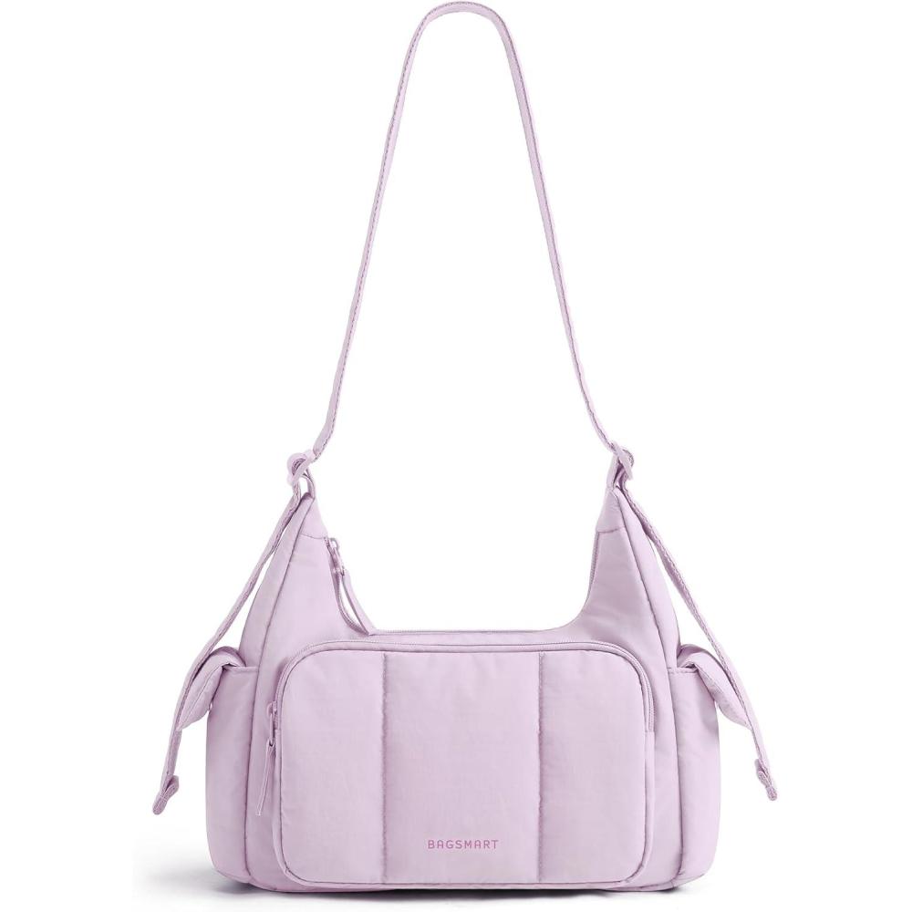 image:imageBAGSMART Crossbody Bags for Women Small Puffer Purses for Women DailyTravel 6L Cute Fluffy Hobo Bag with Adjustable StrapIced Lavender