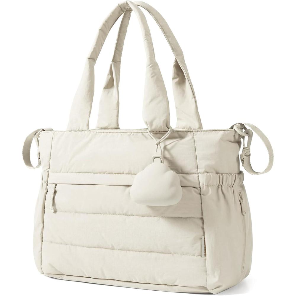 image:imageBAGSMART Diaper Bag Tote Hospital Bag for Labor Delivery Puffy Maternity Travel Diaper Tote Baby Bag with Pacifier CaseBeige