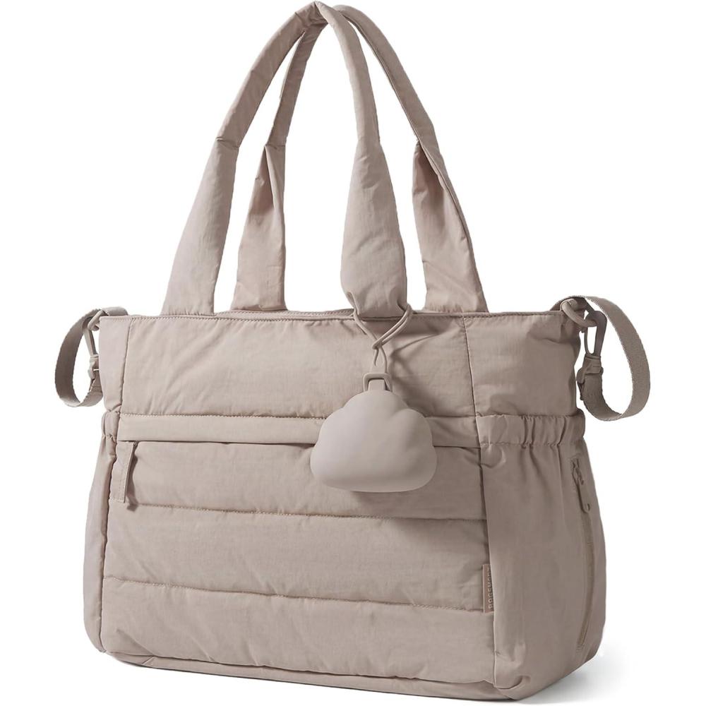 image:imageBAGSMART Diaper Bag Tote Hospital Bag for Labor Delivery Puffy Maternity Travel Diaper Tote Baby Bag with Pacifier CaseCamel
