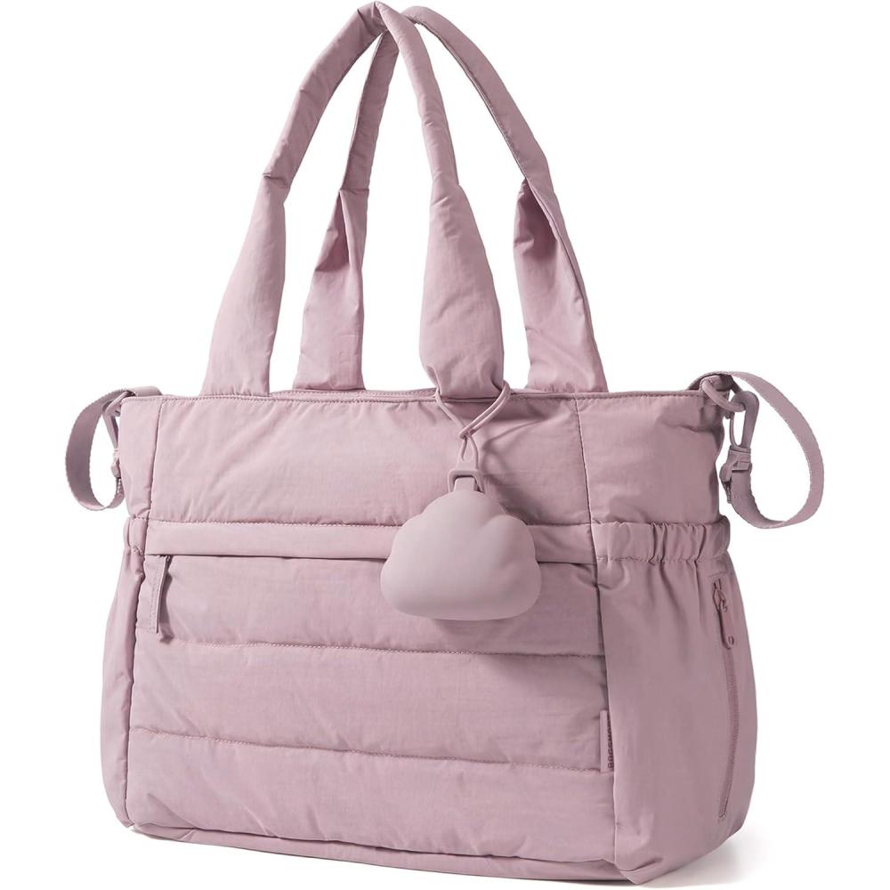 image:imageBAGSMART Diaper Bag Tote Hospital Bag for Labor Delivery Puffy Maternity Travel Diaper Tote Baby Bag with Pacifier CaseMauve Brown