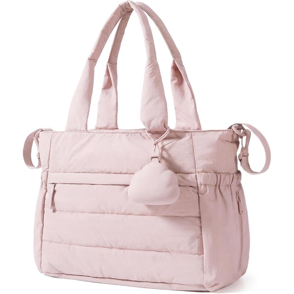 image:imageBAGSMART Diaper Bag Tote Hospital Bag for Labor Delivery Puffy Maternity Travel Diaper Tote Baby Bag with Pacifier CasePink