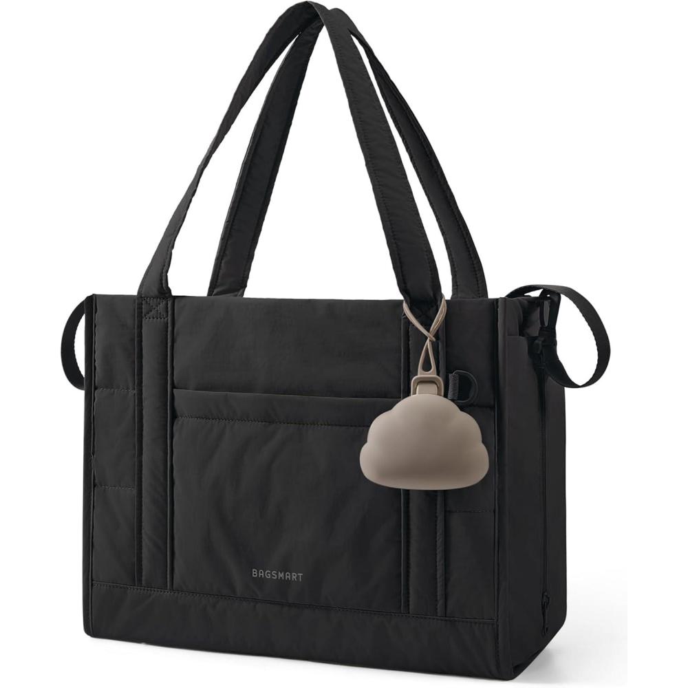 image:imageBAGSMART Diaper Bag Tote Puffer Tote Bag Lightweight Baby Bag with Insulated Pockets Pacifier CaseBlack
