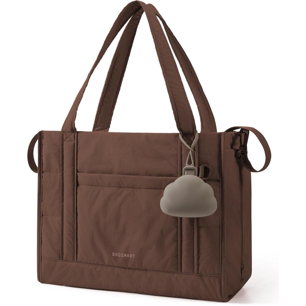 image:imageBAGSMART Diaper Bag Tote Puffer Tote Bag Lightweight Baby Bag with Insulated Pockets Pacifier CaseCoffee