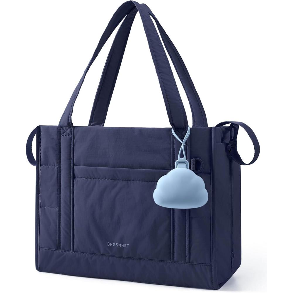 image:imageBAGSMART Diaper Bag Tote Puffer Tote Bag Lightweight Baby Bag with Insulated Pockets Pacifier CaseNavy Blue