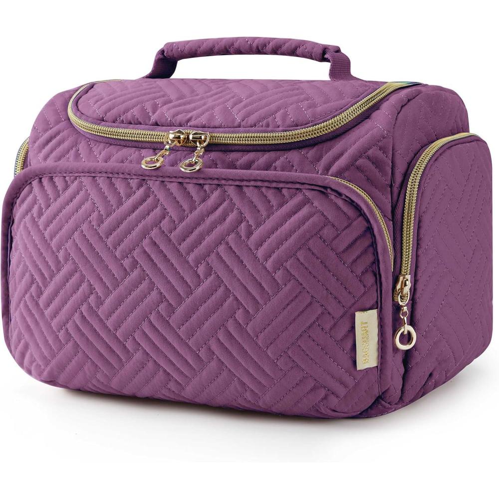 image:imageBAGSMART Travel Toiletry Bag for Women Cosmetic Bag Makeup Bag Organizer with Handle Travel Bag for Toiletries Travel Accessories Full Sized ContainerPurple