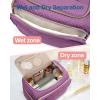BAGSMART Travel Toiletry Bag for Women, Cosmetic Bag Makeup Bag Organizer with Handle, Travel Bag for Toiletries, Travel Accessories, Full Sized Container(Purple)