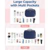 BAGSMART Travel Toiletry Bag for Women, Cosmetic Bag Makeup Bag Organizer with Handle, Travel Bag for Toiletries, Travel Accessories, Full Sized Container(Navy)