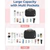 BAGSMART Travel Toiletry Bag for Women, Cosmetic Bag Makeup Bag Organizer with Handle, Travel Bag for Toiletries, Travel Accessories, Full Sized Container(Black)