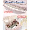 BAGSMART Travel Toiletry Bag for Women, Cosmetic Bag Makeup Bag Organizer with Handle, Travel Bag for Toiletries, Travel Accessories, Full Sized Container(Pink)
