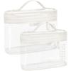 BAGSMART TSA Approved Toiletry Bag, 2 Pack Clear Makeup Cosmetic Bag Organizer, Quart Size Travel Bag for Toiletries, Carry-on Travel Accessories Essentials, Pink-2pcs(White)