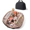 BAGSMART Travel Makeup Bag for Women, Portable Fold-down Cosmetic Case, Puffy Padded Make Up Organizer Pouch, Water-resistant Toiletry Bag for Toiletries, Brushes (Leopard Print)(Black)