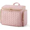 BAGSMART Travel Toiletry Bag, Large Wide-open Travel Bag for Toiletries, Makeup Cosmetic Travel Bag with Handle-Camel(Pink)