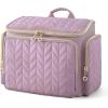 BAGSMART Travel Toiletry Bag, Large Wide-open Travel Bag for Toiletries, Makeup Cosmetic Travel Bag with Handle-Camel(Purple)