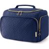 BAGSMART Travel Toiletry Bag for Women, Cosmetic Bag Makeup Bag Organizer with Handle, Travel Bag for Toiletries, Travel Accessories, Full Sized Container(Navy)