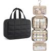 BAGSMART Travel Toiletry Bag for Women, Hanging Travel Bag for Toiletries, Puffy Makeup Cosmetic Bag Organizer, Carry-on Travel Accessories Essentials, Camel(Black)