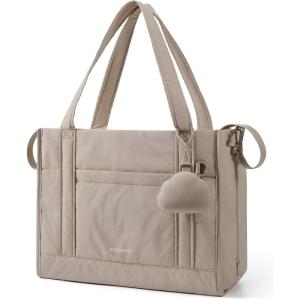BAGSMART Diaper Bag Tote Puffer Tote Bag Lightweight Baby Bag with Insulated Pockets, Pacifier Case(Grayish Brown)