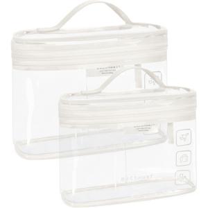 BAGSMART TSA Approved Toiletry Bag, 2 Pack Clear Makeup Cosmetic Bag Organizer, Quart Size Travel Bag for Toiletries, Carry-on Travel Accessories Essentials, Pink-2pcs(White)