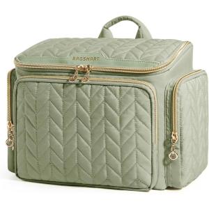 BAGSMART Travel Toiletry Bag, Large Wide-open Travel Bag for Toiletries, Makeup Cosmetic Travel Bag with Handle-Camel(Green)
