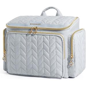BAGSMART Travel Toiletry Bag, Large Wide-open Travel Bag for Toiletries, Makeup Cosmetic Travel Bag with Handle-Camel(Grey)