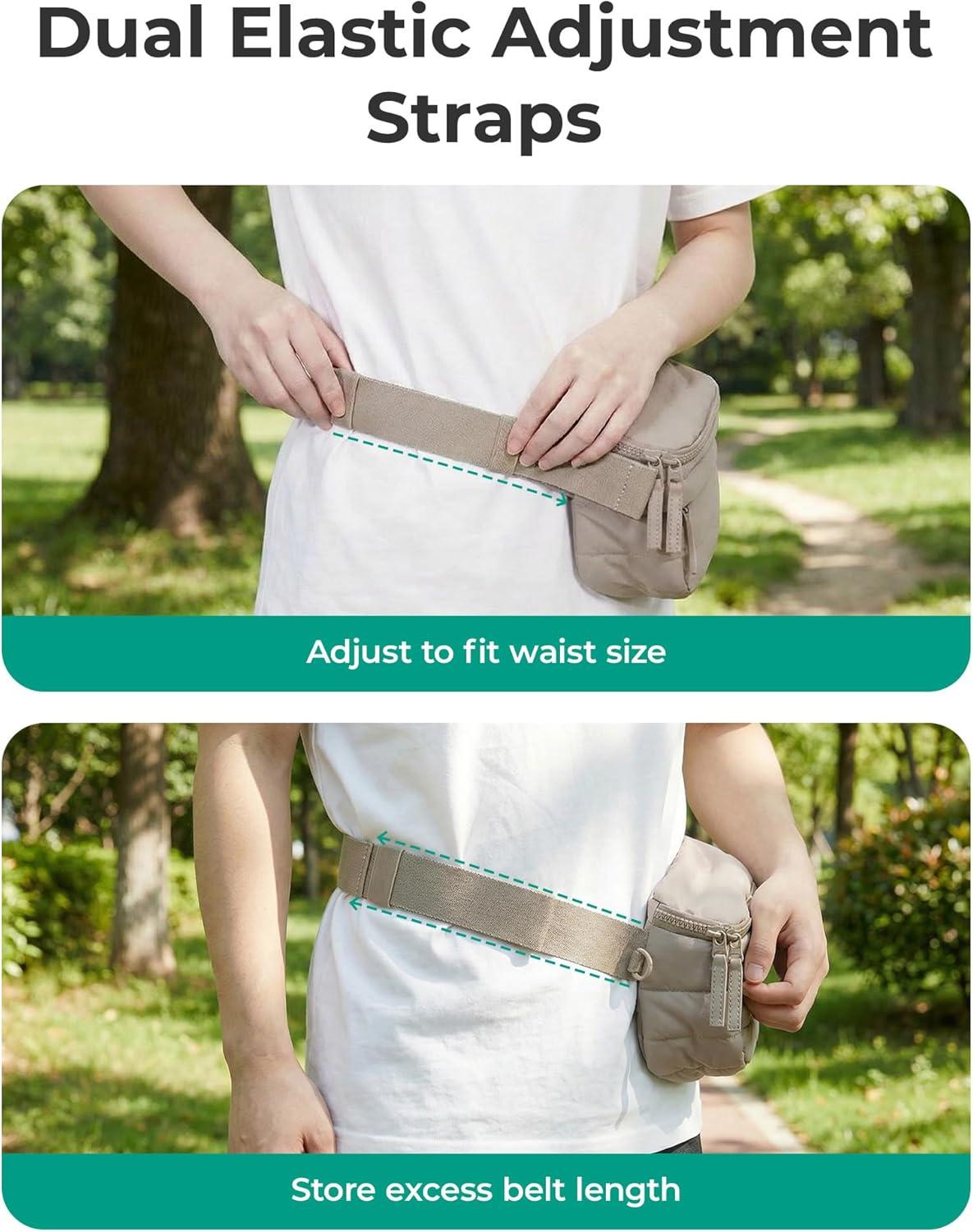 image:imageBAGSMART Fanny Packs for Women Cross Body Lightweight Puffy Belt Bag with Multi Pockets Quilted Purse for Traveling Hiking CoffeeBlack