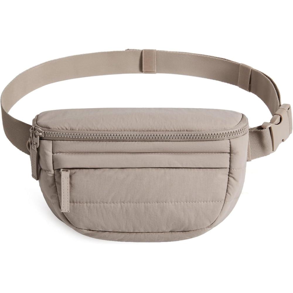 image:imageBAGSMART Fanny Packs for Women Cross Body Lightweight Puffy Belt Bag with Multi Pockets Quilted Purse for Traveling Hiking CoffeeBrown