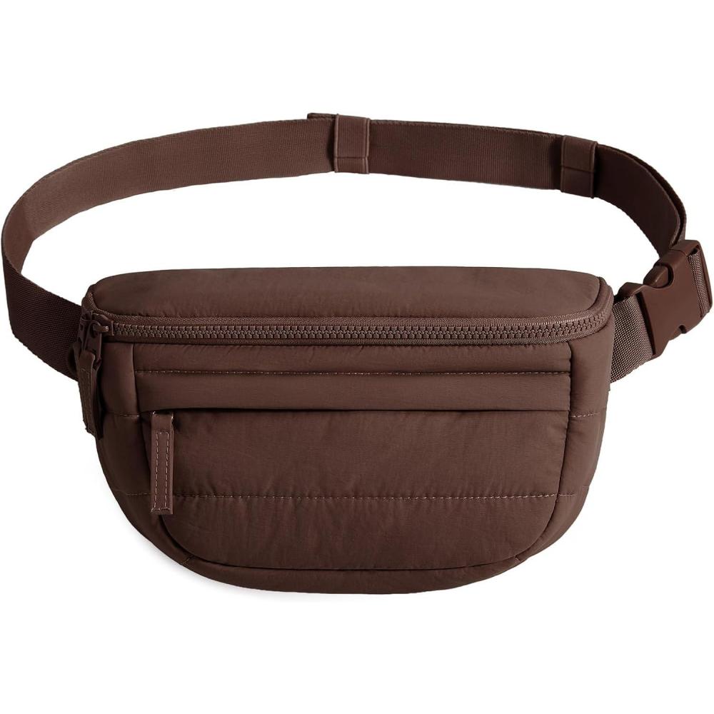 image:imageBAGSMART Fanny Packs for Women Cross Body Lightweight Puffy Belt Bag with Multi Pockets Quilted Purse for Traveling Hiking CoffeeCoffee Brown