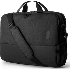 BAGSMART Laptop Bag, 15.6 Inch Computer Bag, Laptop Briefcase, RFID Blocking Messenger Shoulder Bag, Laptop Case for Men, Business, School, Travel, Black(Black-large)