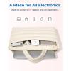 BAGSMART 13-14 inch Laptop Sleeve Bag with Strap, Puffy Padded Laptop Case with Pocket, Portable MacBook Air/Pro 13 inch Case for Women, Repellent Protective Sleeve Compatible with Dell, HP, Beige(Air Beige)