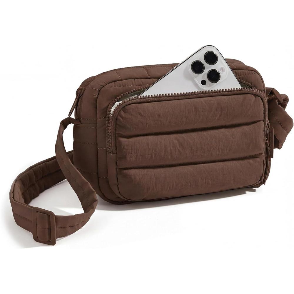 image:imageBAGSMART Crossbody Bags for Women Puffer Crossbody Purses for Women with RFID Blocking Slots Handbags Wallet Small PurseCoffee Brown