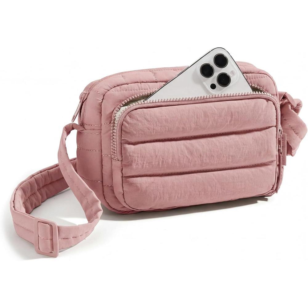 image:imageBAGSMART Crossbody Bags for Women Puffer Crossbody Purses for Women with RFID Blocking Slots Handbags Wallet Small PurseDark Pink