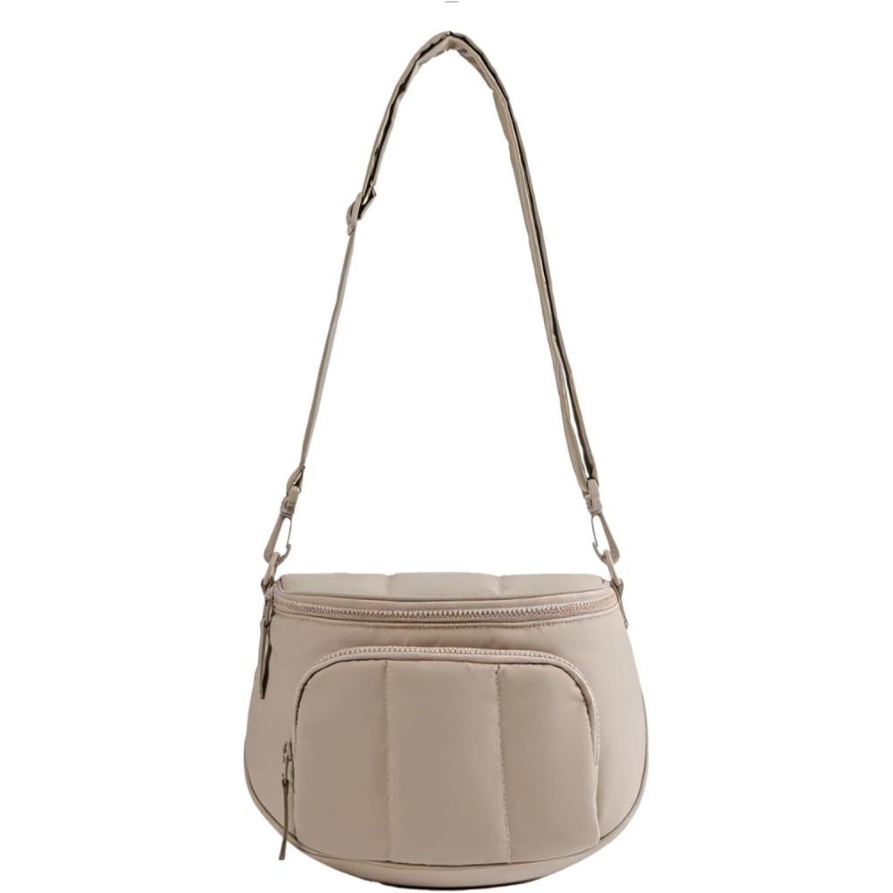 image:imageBAGSMART Puffer Crossbody Bum Bags for Women Small Cross Body Purses for Women Travel amp Work Quilted Waterresistant Hobo  4L Quilted Puffy Mom Everyday bag02latte Brown