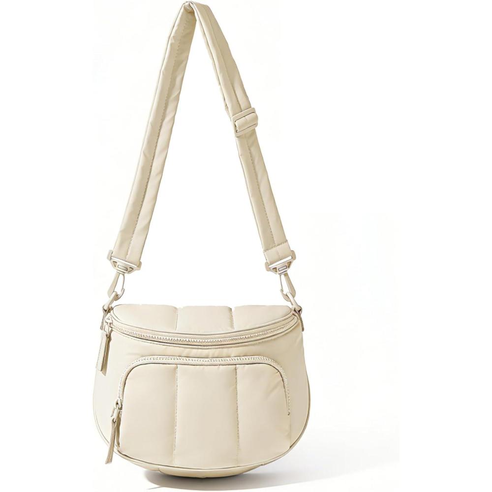 image:imageBAGSMART Puffer Crossbody Bum Bags for Women Small Cross Body Purses for Women Travel amp Work Quilted Waterresistant Hobo 4L Quilted Puffy Mom Everyday bagCashmere Beige