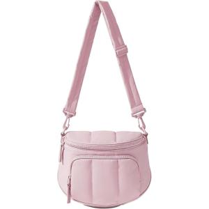 BAGSMART Puffer Crossbody Bum Bags for Women, Small Cross Body Purses for Women Travel & Work, Quilted Water-resistant Hobo | 4L, Quilted, Puffy, Mom, Everyday bag(Candy Pink)