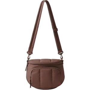 BAGSMART Puffer Crossbody Bum Bags for Women, Small Cross Body Purses for Women Travel & Work, Quilted Water-resistant Hobo | 4L, Quilted, Puffy, Mom, Everyday bag(03-espresso Brown)