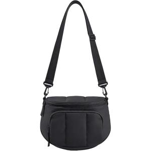 BAGSMART Puffer Crossbody Bum Bags for Women, Small Cross Body Purses for Women Travel & Work, Quilted Water-resistant Hobo | 4L, Quilted, Puffy, Mom, Everyday bag(01-jet Black)