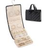 BAGSMART Travel Jewelry Case Organizer, Large Capacity Foldable Jewelry Roll for Journey – Rings, Necklaces, Earrings, Bracelets, Fashion Black(Black)