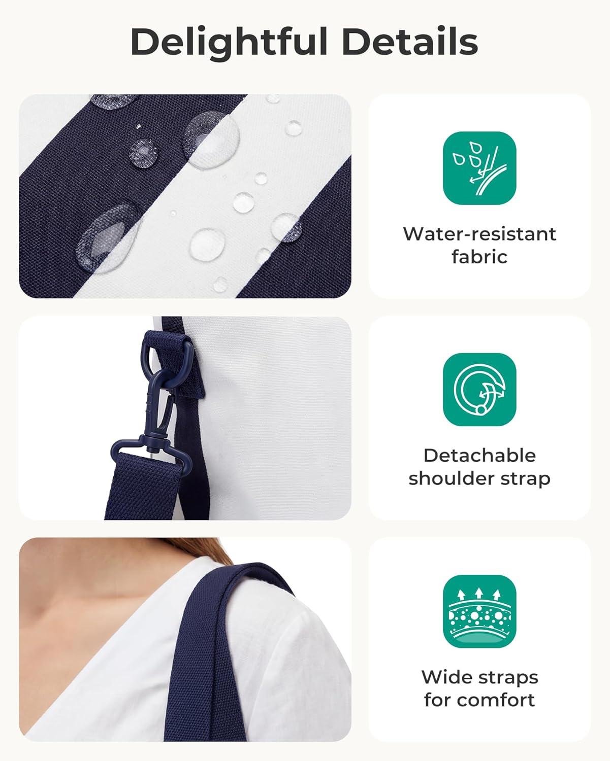 image:imageBAGSMART Large Beach Bag for Women Oversize Tote Bag for TravelPoolSummer 3Ways to Carry Cruise Essentials Family Picnic Extralarge mom bag Sandproof zip open Womens summer giftsSage Green Stripe