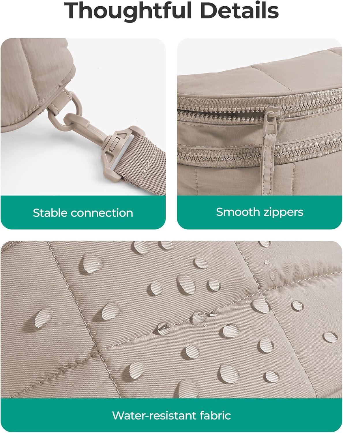 image:imageBAGSMART Small Crossbody Bags for WomenPuffer Cute Bum Bag with Pouch Quilted Purse for Daily Travel College Camel 46L compact size small yet spacious structured bum bag 2in1 setCoral
