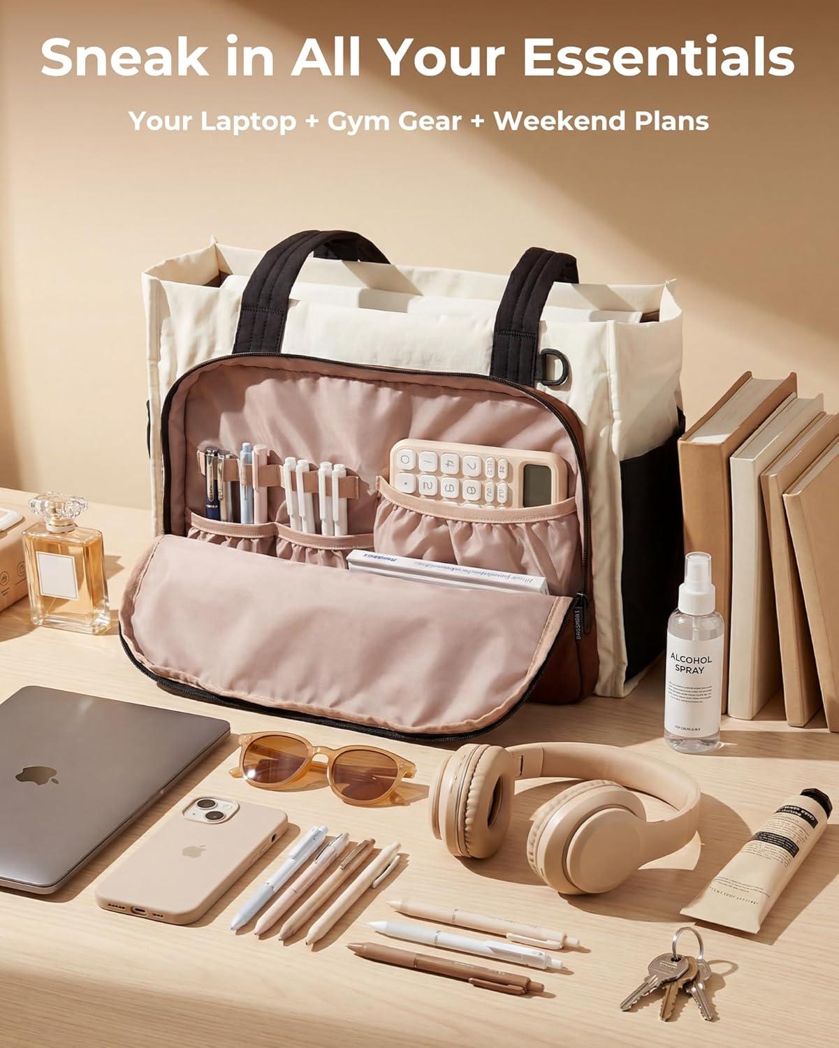 image:imageBAGSMART Tote Bag for Women Work Puffy Travel Tote Handbag Gift for Teacher amp Nurse Medium13 laptop w 30oz cup holder Large156 laptop w 40oz cup holder For campus work travel everydayGforest Green