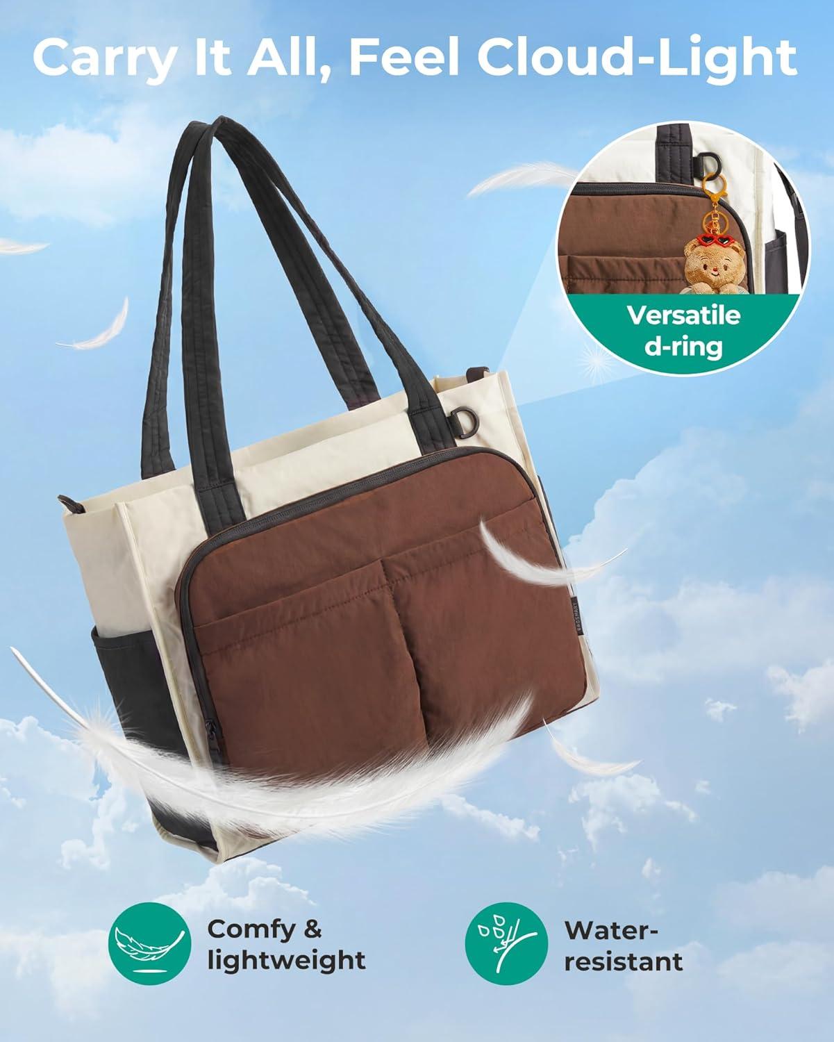 image:imageBAGSMART Tote Bag for Women Work Puffy Travel Tote Handbag Gift for Teacher amp Nurse Medium13 laptop w 30oz cup holder Large156 laptop w 40oz cup holder For campus work travel everydayHmocha Brown