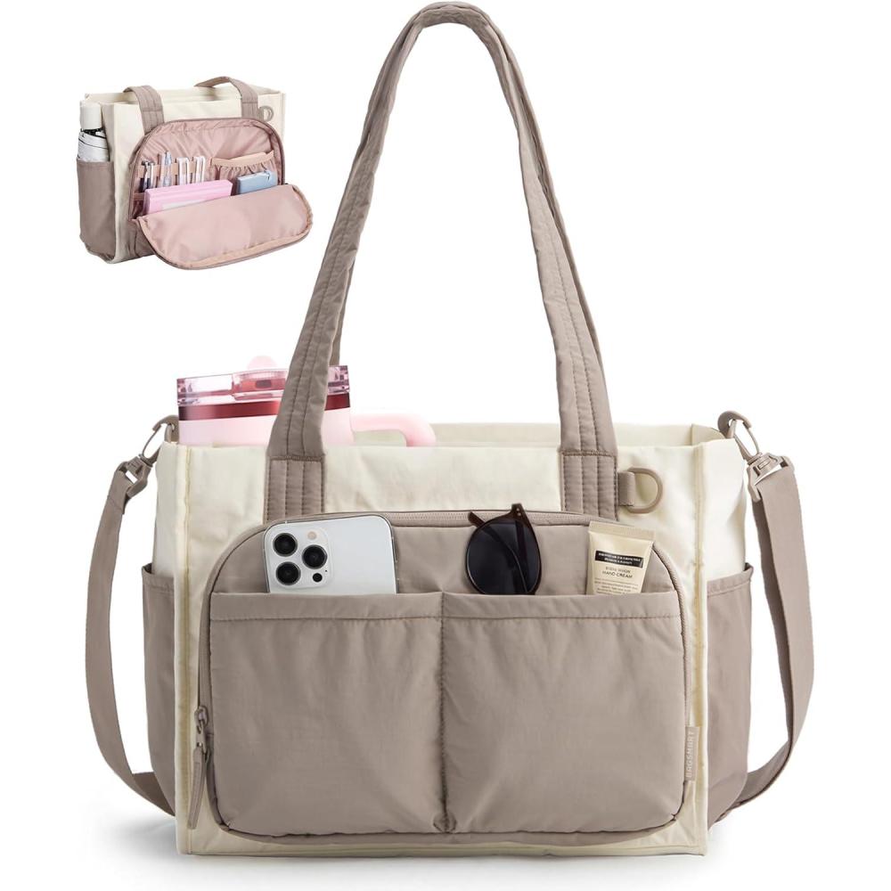 image:imageBAGSMART Tote Bag for Women Work Puffy Travel Tote Handbag Gift for Teacher amp Nurse  Medium13 laptop w 30oz cup holder Large156 laptop w 40oz cup holder For campus work travel everydayClatte Brown