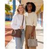 BAGSMART Corduroy Tote Bag for Women Work/Travel, Teacher Nurse Bible Church Hobo | 12L fits 14″ laptop, w/ 40oz cup holder, 5L fits Kindle, w/ cossbody strap, For work, campus, travel, everyday(Beige)